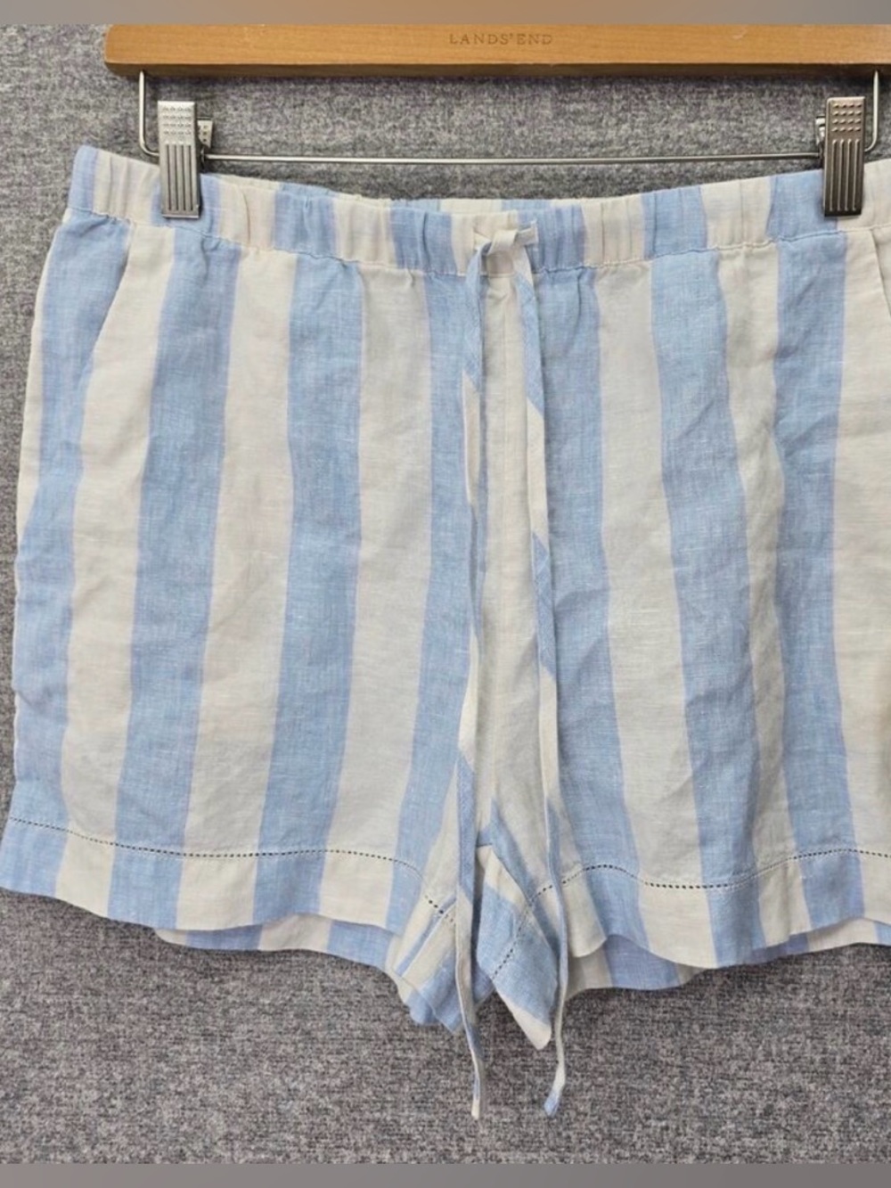Trovata Blue and Cream Striped Linen Shorts